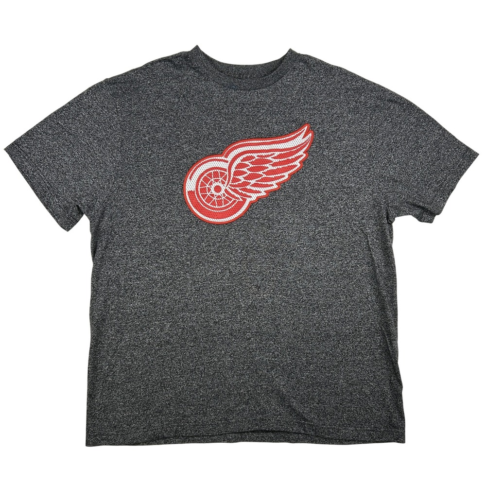 Detroit Red Wings Shirt Mens XL Majestic‎ NHL Gray Logo Graphic Crewneck Tee